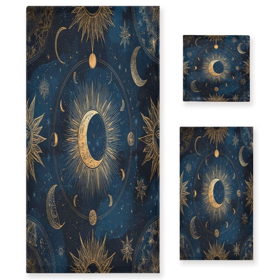 Three-Piece Towel Set Face Towel Towel Set Hand Towel Bath Towel Cotton Bath Towels Bath Towel Sets Hand Bath Towels Moon Pattern