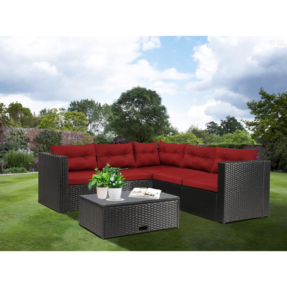 Baner Garden K35BLCSTR 4 Piece Black Rattan Outdoor Furniture Set