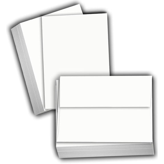 Hamilco White Cardstock Thick Paper - Blank Index Flash Note & Post Cards with Envelopes - Greeting Invitations Stationary 5 X 7" Heavy Weight 100 lb Card Stock for Printer 100 Pack - with Envelopes