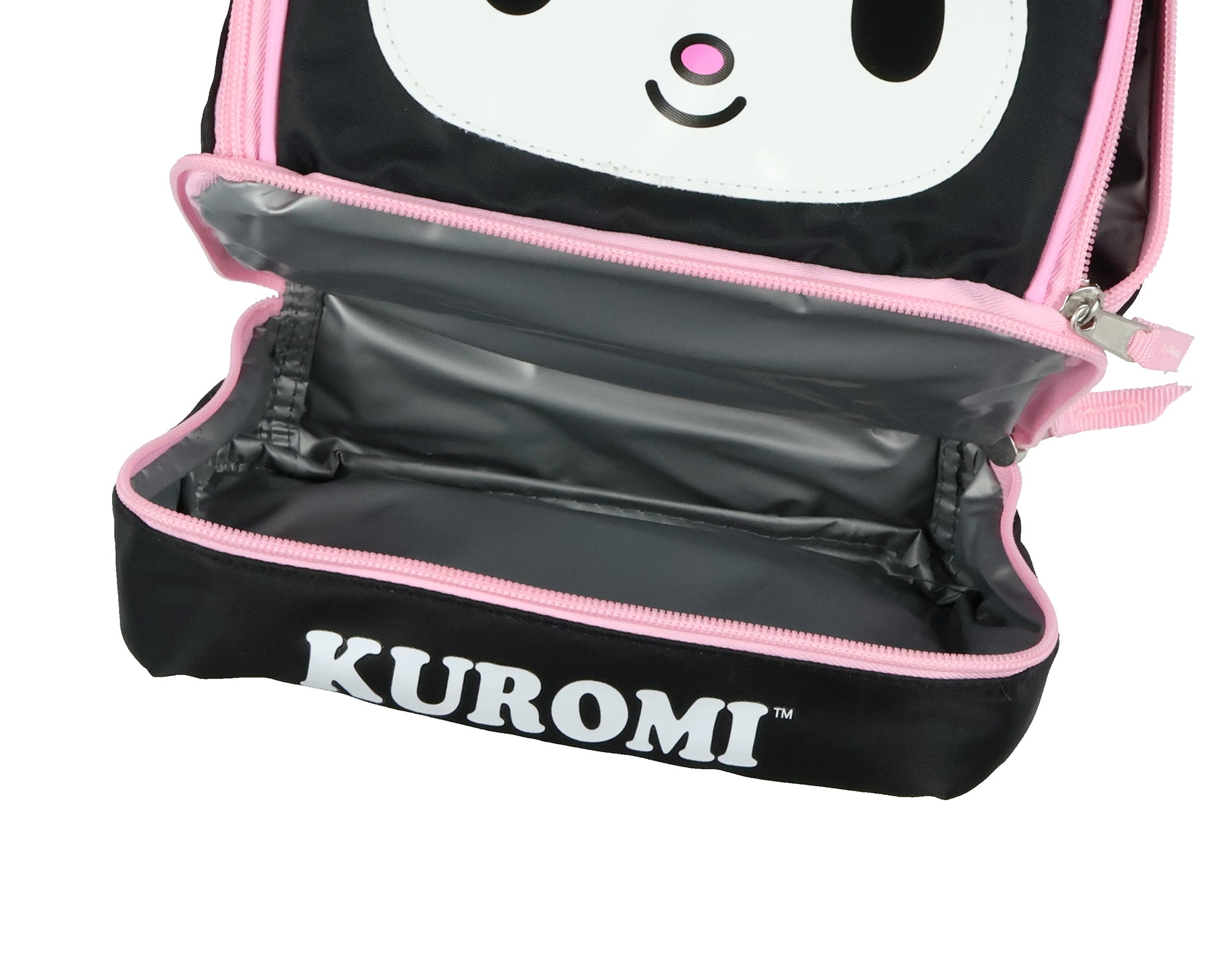 Sanrio Hello Kitty and Friends Lunch Box Kuromi Dual Compartment Insulated Lunch Tote Bag (Kuromi) 10"