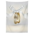 thumbnail image 3 of Ambesonne Wedding Tablecloth Rectangular Table Cover, Rings with the Ribbon, 52"x70", White and Yellow, 3 of 4