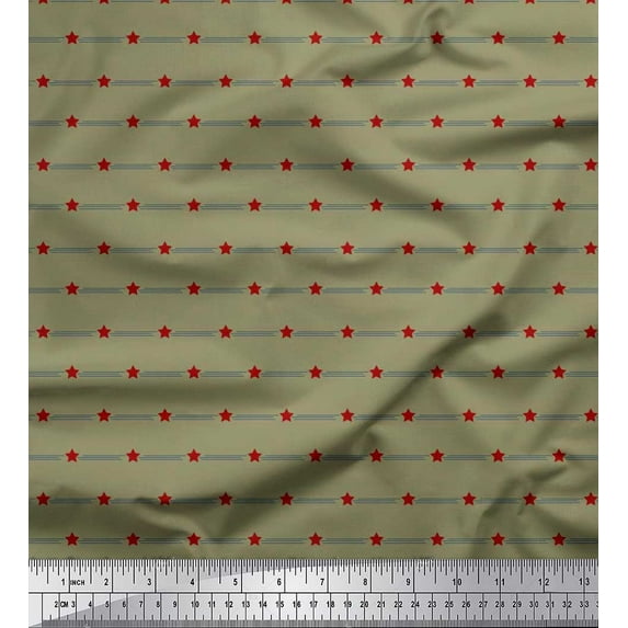 Soimoi Cotton Voile Fabric Stripe & Star Shirting Print Sewing Fabric Yard 42 Inch Wide