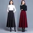 thumbnail image 5 of Falda larga cuadrada de color sólido, falda amplia con vuelo, falda de corte A, cintura alta, talla grande, falda larga de baile para las cuatro estaciones para mujer, 5 of 5