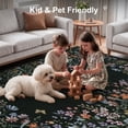 thumbnail image 6 of Wonnitar 4x6 Floral Washable Rug, Black Rugs for Bedroom, Soft Low Pile Living Room Area Rug, Non-Slip Throw Carpet for Dorm Office, 6 of 11