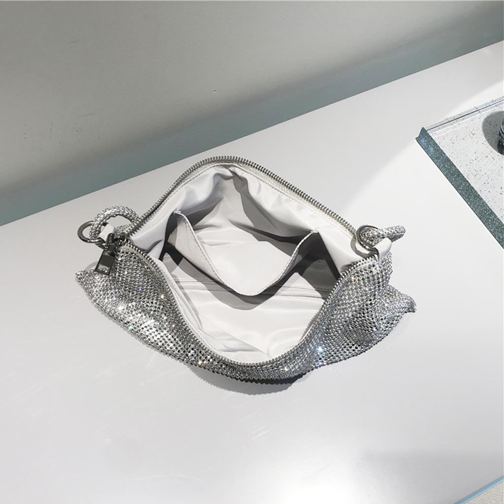 HeroNeo Elegant Shining for Rhinestone Clutch Purses Chain Strap Shoulder Bag Hobo Bags Chic Alexander Underarm Bag Top Zipper