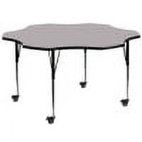 Flash Furniture Mobile 60'' Flower Grey Thermal Laminate Activity Table - Standard Height Adjustable Legs