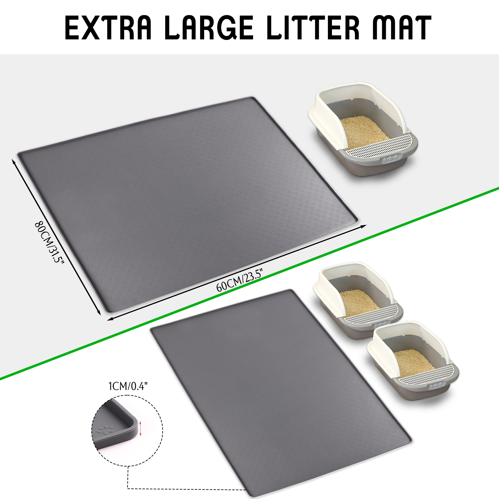 Zalalova 32" x 24" Silicone Cat Litter Mat, Waterproof photo 7