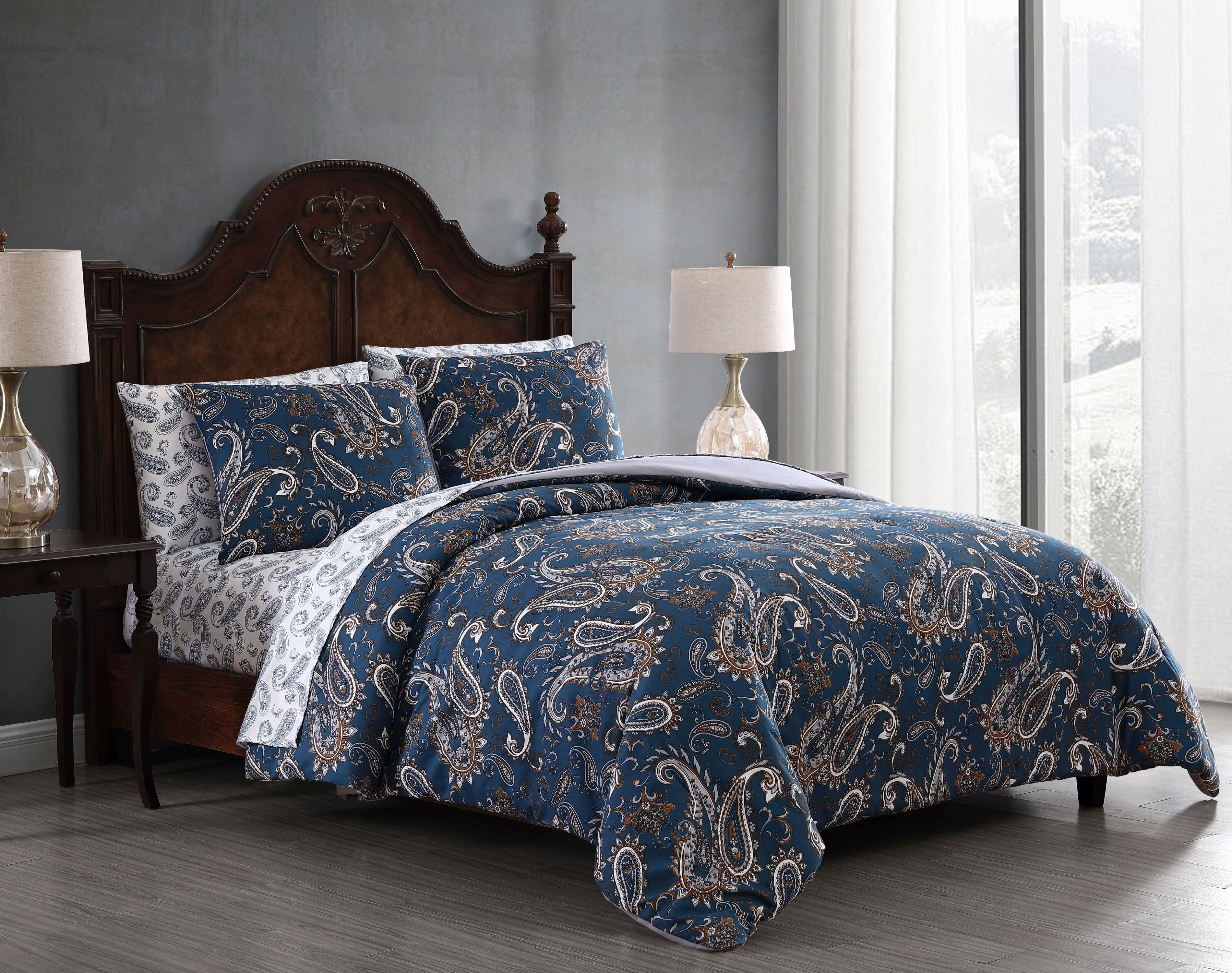 Cristobal 5pc Teal Twin Paisley Bed in a Bag - Walmart.com ...