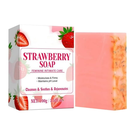 Fresh Strawberry Soap，Strawberry Soap Bar, Wash for Women Ph Balance, Natural Ingredients - Gentle Cleansing Formula Eliminates Odor Vaginal Health - Feminine Wash(100g/3.53oz)