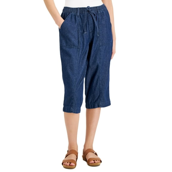 Karen Scott Denim Charlie Capri Pants Twilight Wash S