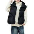 thumbnail image 5 of Kids Black Puffer Jacket Windproof Down Jacket Sleeveless Jacket Waistcoat Outwear with Pocket for Kids Quilted Vest 13-14 Years, 5 of 6