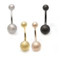 thumbnail image 1 of Belly Button Ring 14G Sand Finish Ball Ends Navel Ring Body Jewelry - 4 Colors, 1 of 1