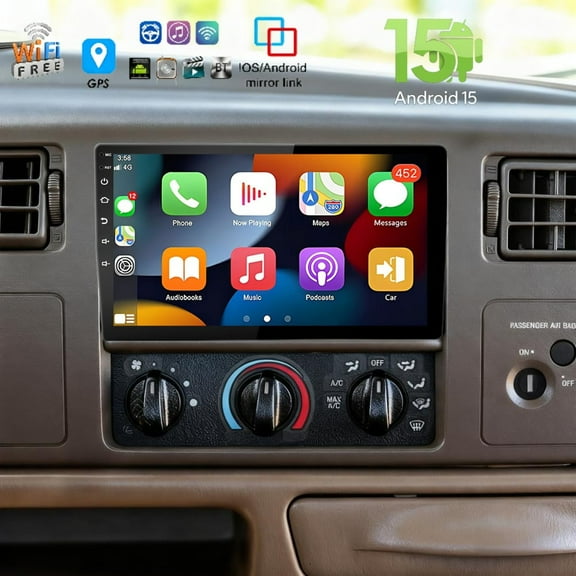 Molaner Car Stereo for Ford F-250 F-350 Super Duty 1999-2004 9 inch Touch Screen Car Receiver Fit for CarPlay Android Auto Bluetooth FM SWC Mirror Link, 4 64G