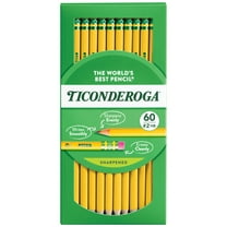 Ticonderoga Sharpened Wooden Pencils, 2 HB, .03mm, Yellow, 60 Count