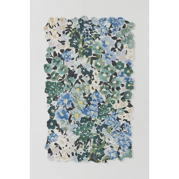 HomedecoreIN Blue Hand-Knotted Wool Floral Area Rugs For Living Room, Bedroom, Hallway And Any Room (8X10 FT)