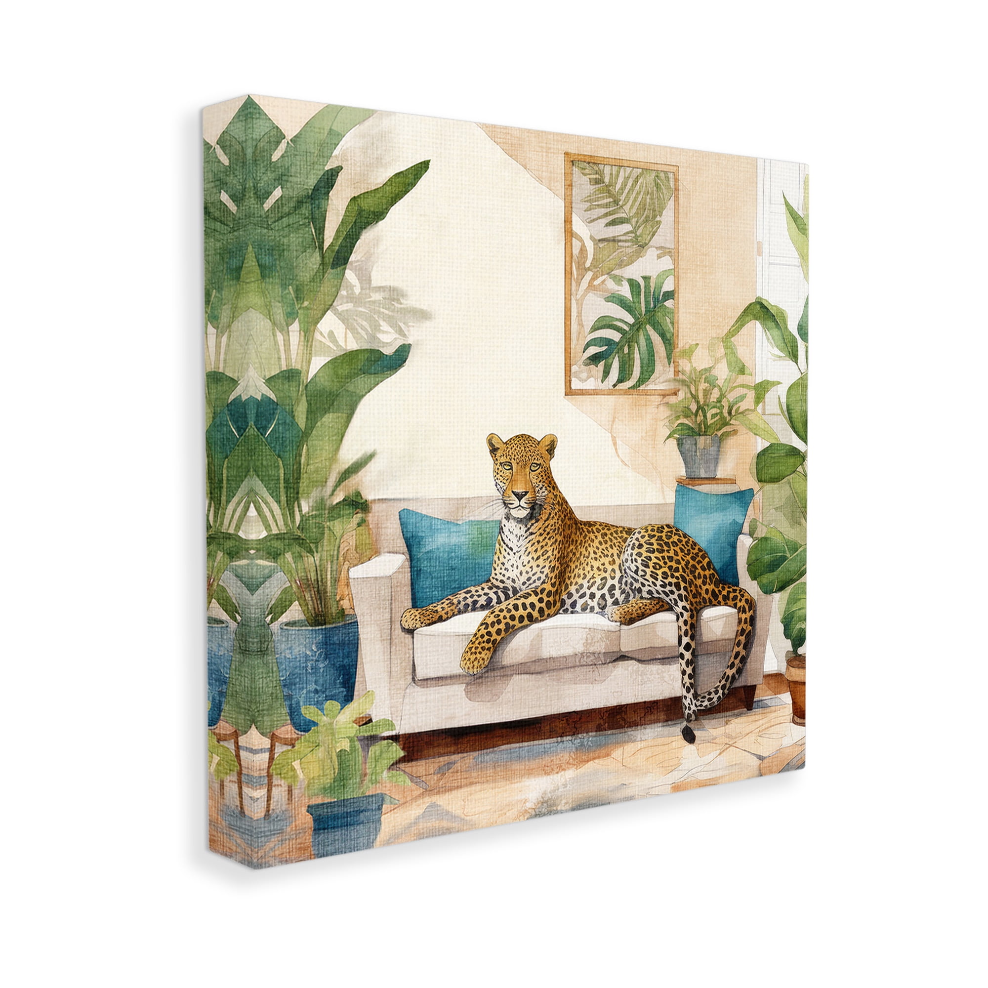 Stupell Industries Cheetah & Tropical Indoors Animals & Insects Painting Gallery Wrapped Canvas Art Print Wall Art, 36 x 36