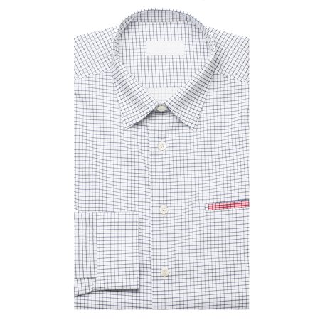 Prada Men S Gingham Pointed Collar Cotton Dress Shirt White Navy Prada Men S Gingham Pointed Collar Cotton Dress Shirt White Navy