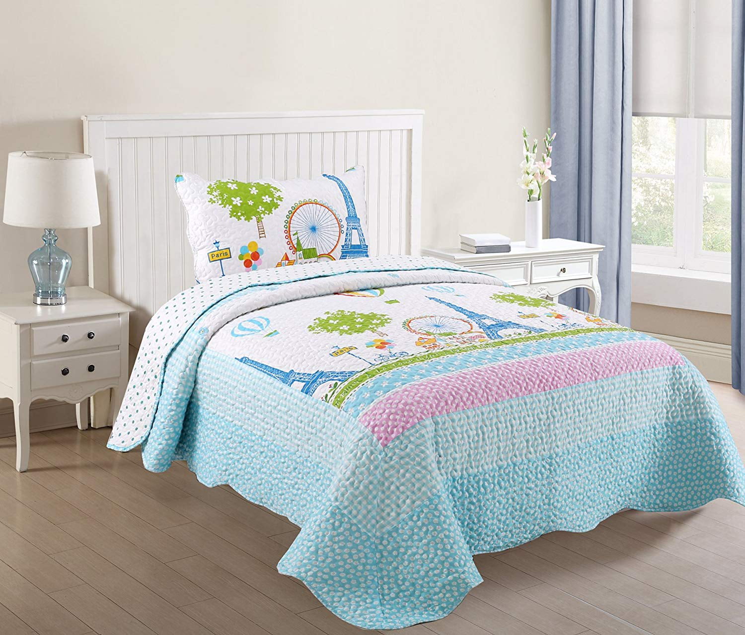 2pcs Kids Quilt Bedspread Comforter Set Throw Blanket for Boys Girls 057 quilt 