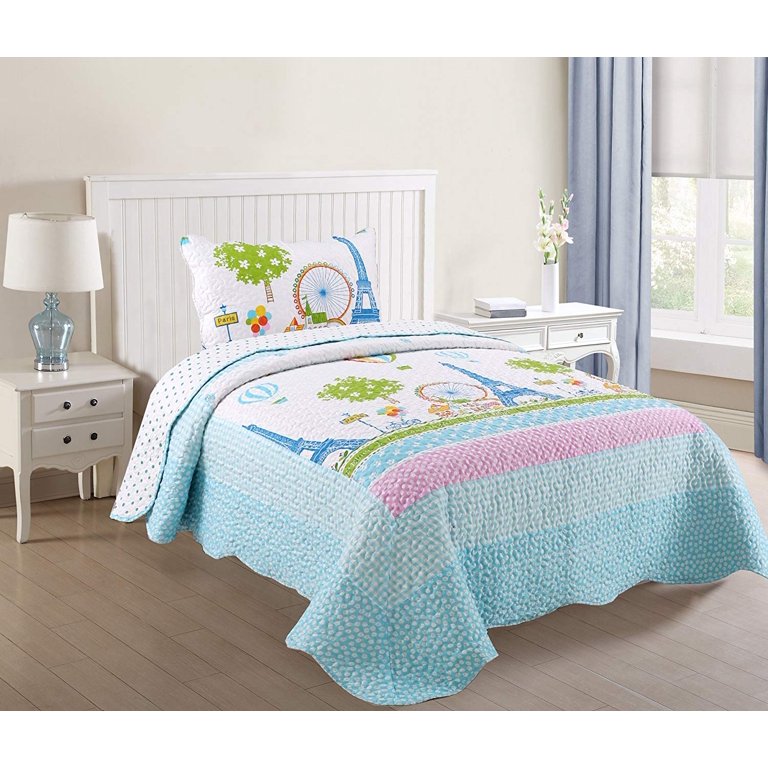 MarCielo 2 Piece Kids Bedspread Quilts Set Throw Blanket for Teens