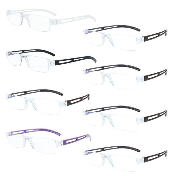 8 Pack Reading Glasses, Blue Light Blocking Computer Reading Glasses for Women and Men, Anti Glare Lightweight Readers (4 Color 4 Brown, 3.00)