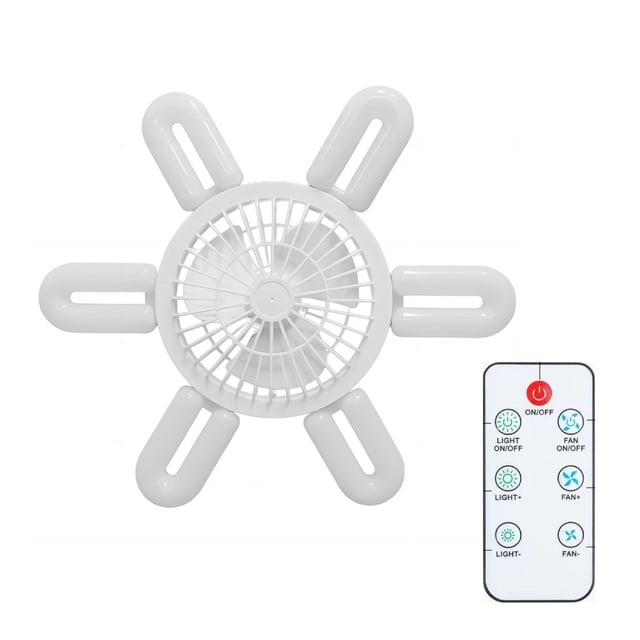 Mistaha "Modern E27 LED Ceiling Fan Light with 6 Foldable Blades, 4 Dimmable Modes, 4 Adjustable Wind Speeds, Remote Control, 60W, White"
