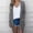 *Gray 01, variant on Women's Jacquard Knit 3/4 Sleeve Cardigan ,Solid Color Casual Open Front Top Khaki 05,Womens Plus S