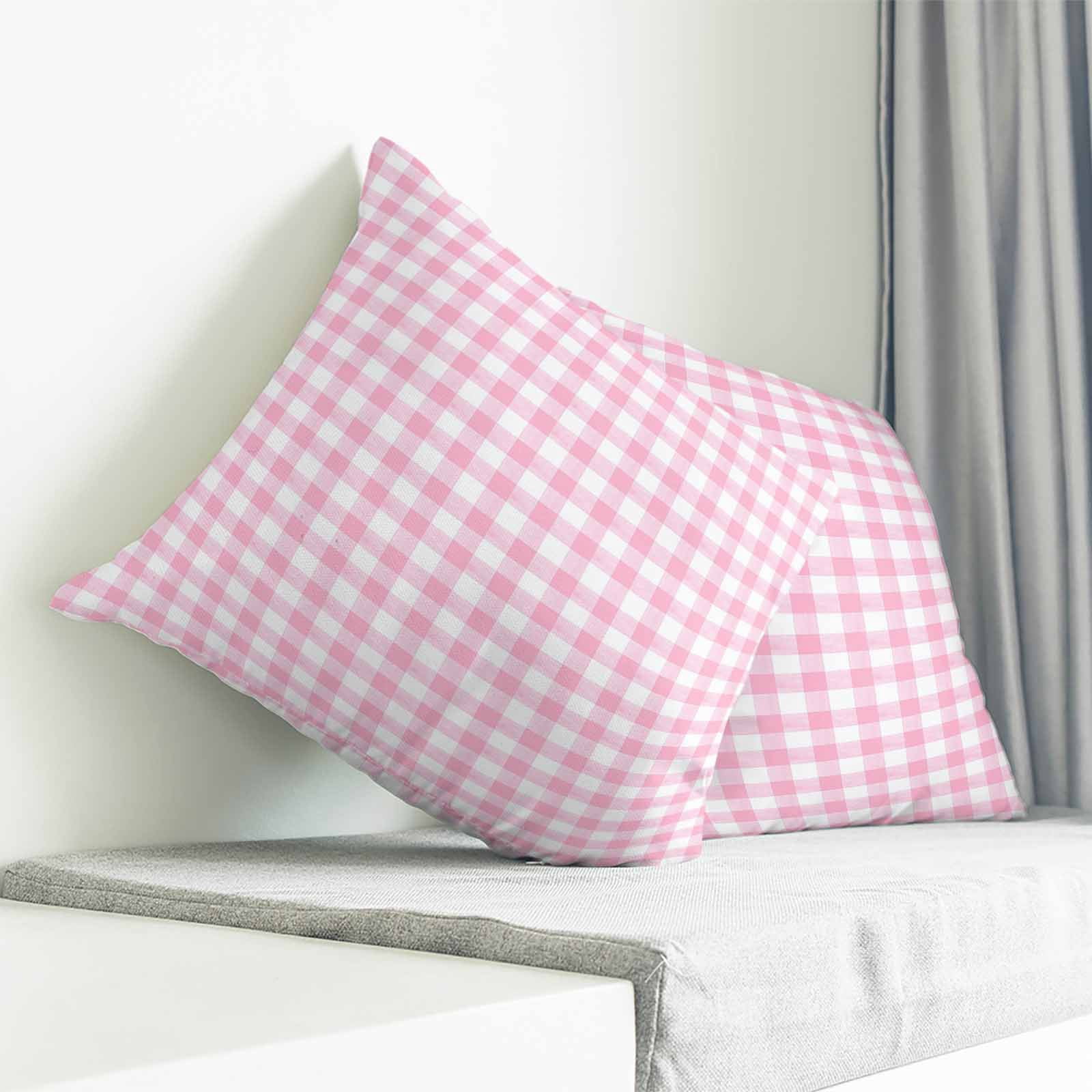 Throw Pillow Covers 18x18 Inch, Pink Decorative Pillow Cases for Couch Sofa Bed, Country French Rustic Buffalo Plaid Modern Art Cotton Linen Square Home Decor Pillowcases with Hidden Zipper