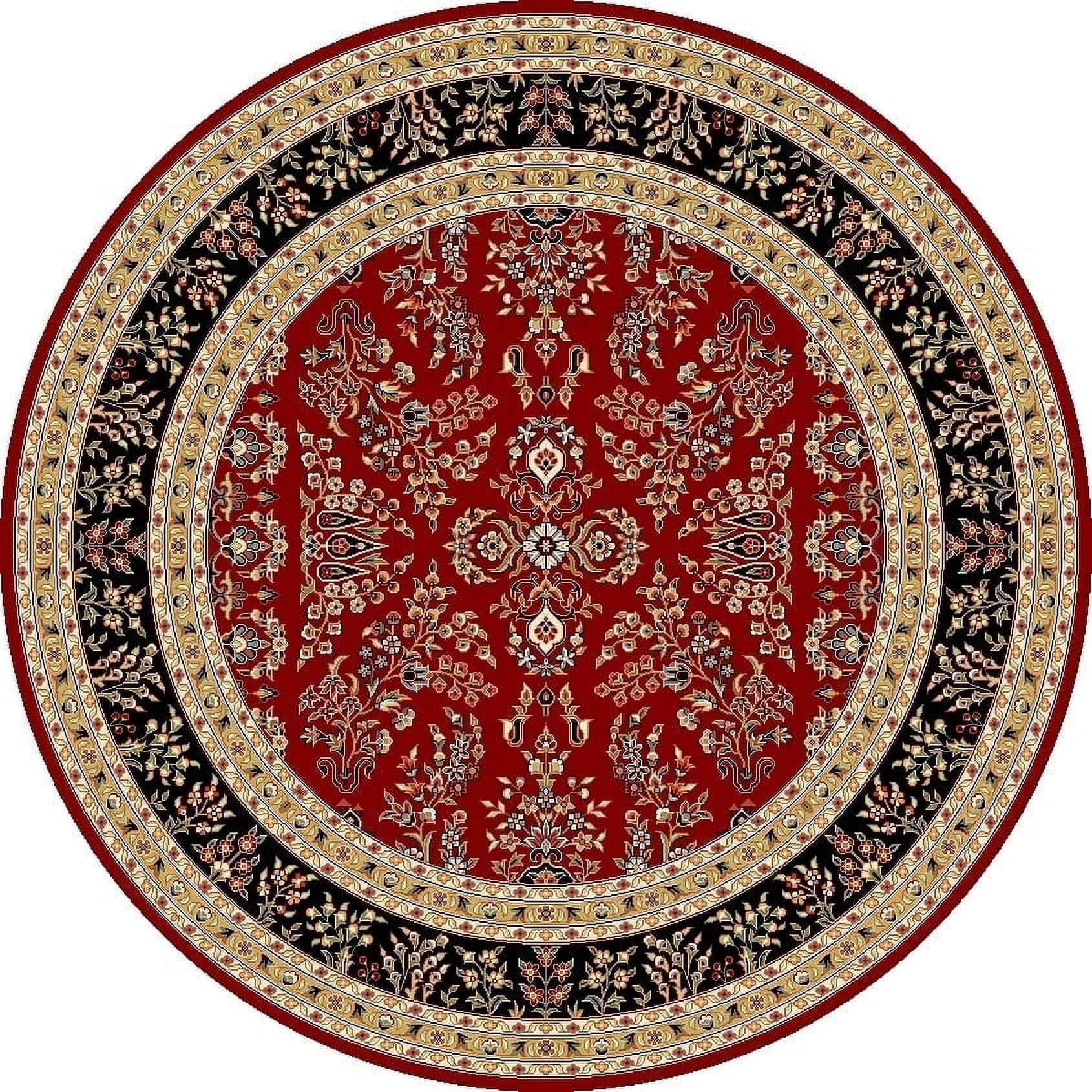 SAFAVIEH Lyndhurst Isadora Traditional Bordered Area Rug, Red/Black, 5'3" x 5'3" Round