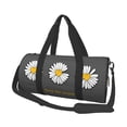 thumbnail image 2 of Xecao Keep Life Simple Daisy Flower print Round Travel Duffel Bag is a foldable gym bag with an inner pocket, perfect for travel sports, 2 of 8