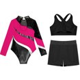 thumbnail image 4 of TiaoBug Kids Girls Long Sleeve Gymnastics Leotard Vest with Athletic Shorts Ballet Unitard Dancewear Hot Pink 8, 4 of 5