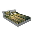 thumbnail image 2 of Ambesonne Nature Fitted Sheet & Pillow Sham Set, Summertime Countryside, Full, Green Beige Black, 2 of 2