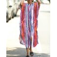 thumbnail image 3 of Bsubseach Women Stylish Colorful Stripe Print Swimsuit Cover ups plus Size Caftan Dresses Button up, 3 of 6