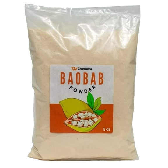 Churchwin Baobab Powder, (Baobab, 8 oz) 100 Raw and Natural from Ghana, Superfood, Half Pound