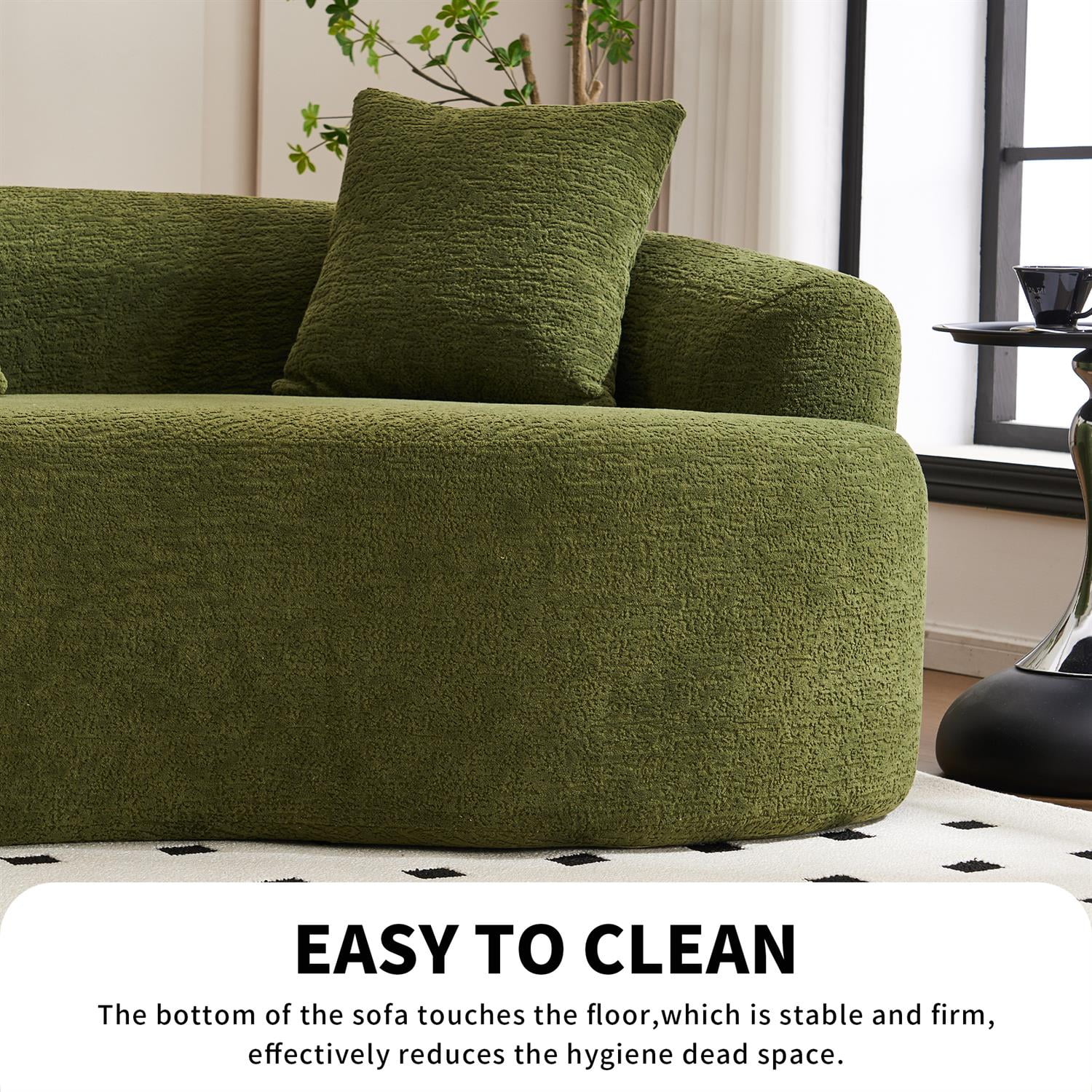 Demi Bonn 110"L Modular Sectional Sofa with Full Compression Sponge, Curved Design, High-Density Chenille Sleeper Couch for Living Room, 800 lbs Capacity, Green