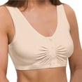 thumbnail image 2 of Snap Front Seamless Bra with Ultra-Wide Straps For Comfort and Support, Plush Fabric - Nude, XL, 2 of 7