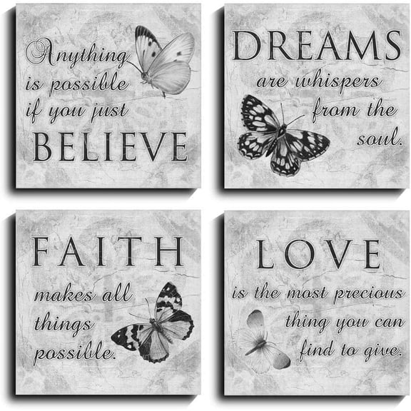 Inspirational Quotes Wall Art Paintings Grey Motivational Nature Picture Artwork of Contemporary Home Living Room Decor (12x12inch, Black White)