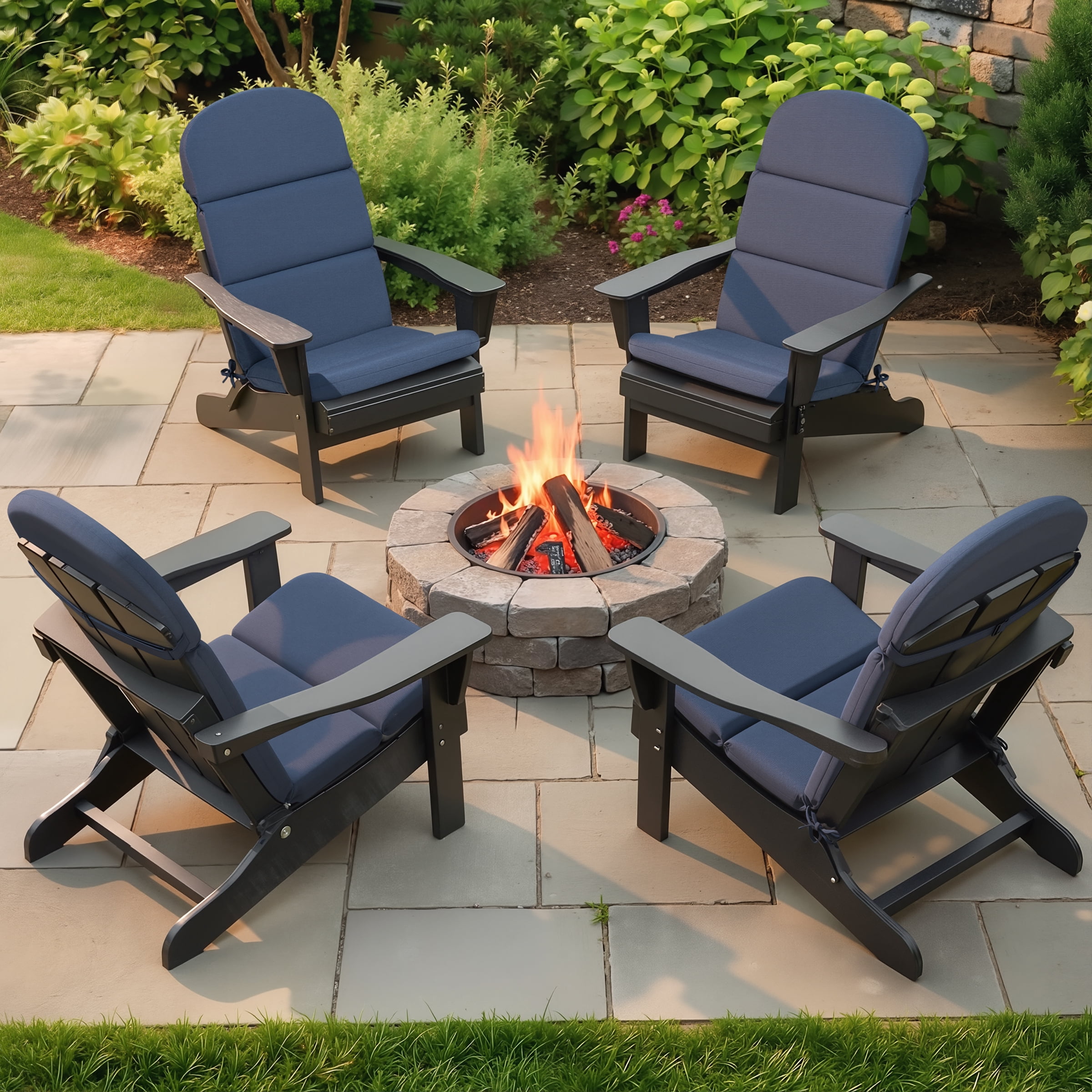 Crestlive 50x19.6 Inch Adirondack Chair Cushion, Waterproof, Fade Resistant, High Back Outdoor Rocking Chair Cushion for Patio, Navy
