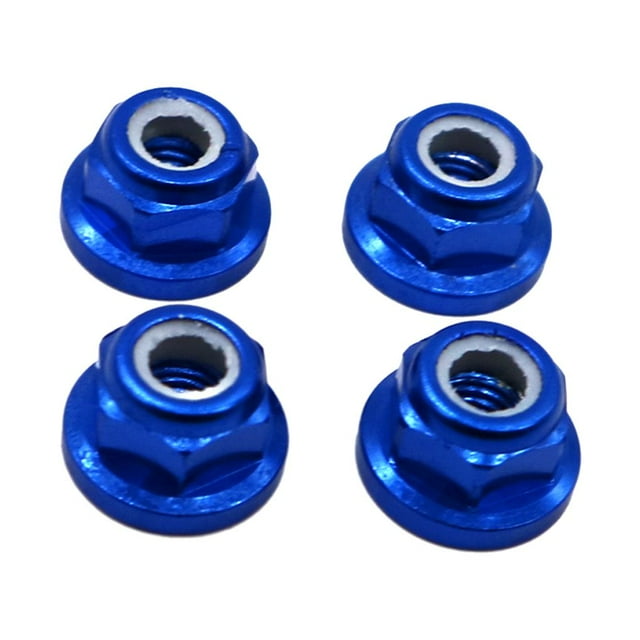 Bewildely 4 Uds 1/7 tuerca de neumático RC pieza de actualización aleación de aluminio a prueba de herrumbre y duradera tuerca de neumático Kits de construcción modelo Azul oscuro