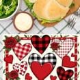 thumbnail image 3 of Amarainy Valentine Hearts Plaid Roses Table Mats Set of 4 for Home Kitchen Table Decor 12x18 inch, 3 of 5