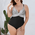 thumbnail image 4 of SOMER One Piece Swimsuit Women Plus Size Swimsuit for Womens Bathing Suits Low-cut Tummy Control Front Cross Bathing Suits Slimming Black Dots V Neck Swimwear High Waisted Oversized, 4 of 7