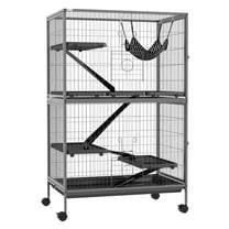 50" 5-Tier Small Animal Cage, Cage, Large Chinchilla Cage with Hammock Accessory & Heavy-Duty Steel Wire, Small Animal with 4 Doors, Removable Tray, Gray