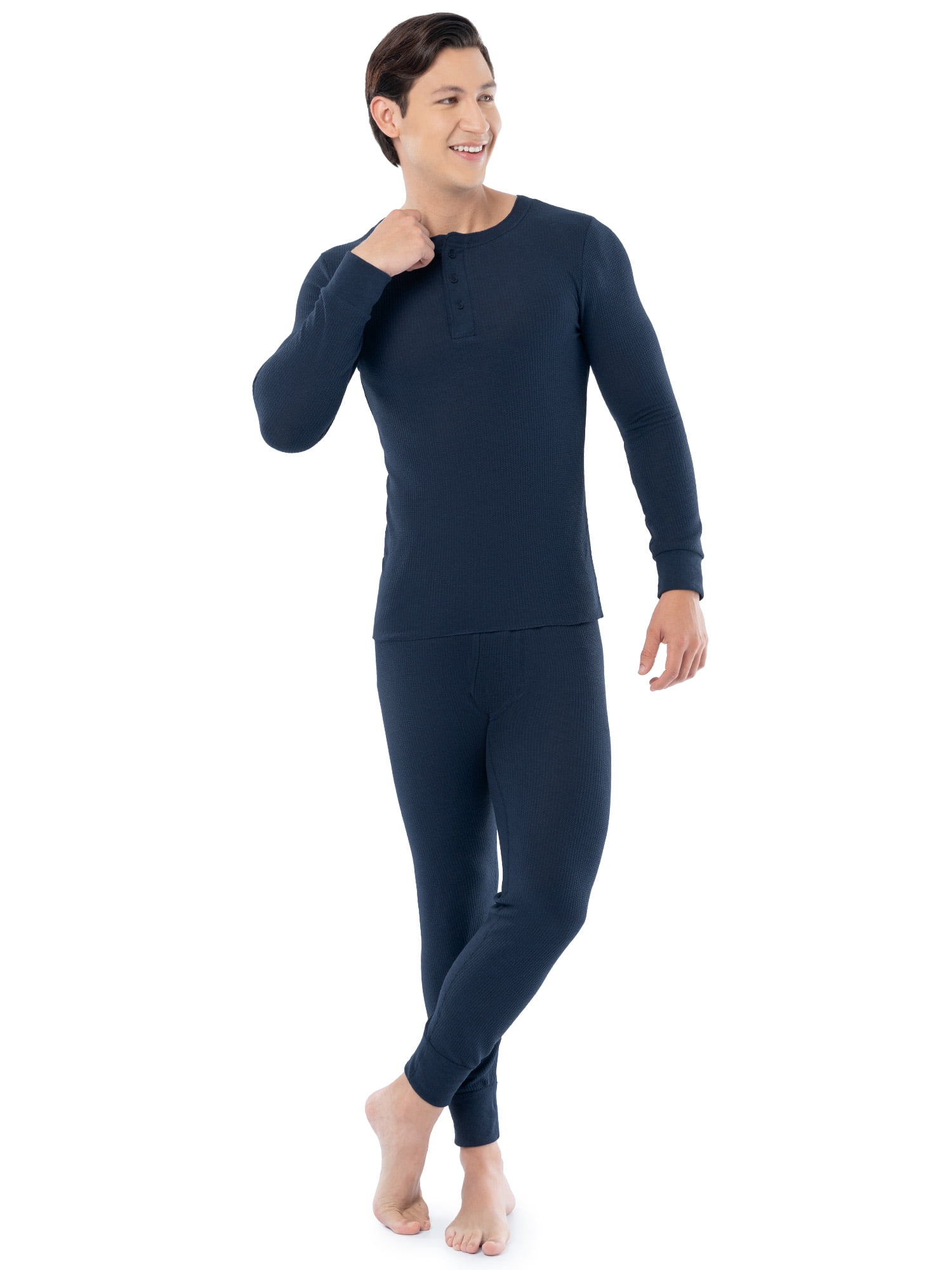 Fruit of the Loom Men's Thermal Waffle Underwear Henley Top, Sizes S-5XL