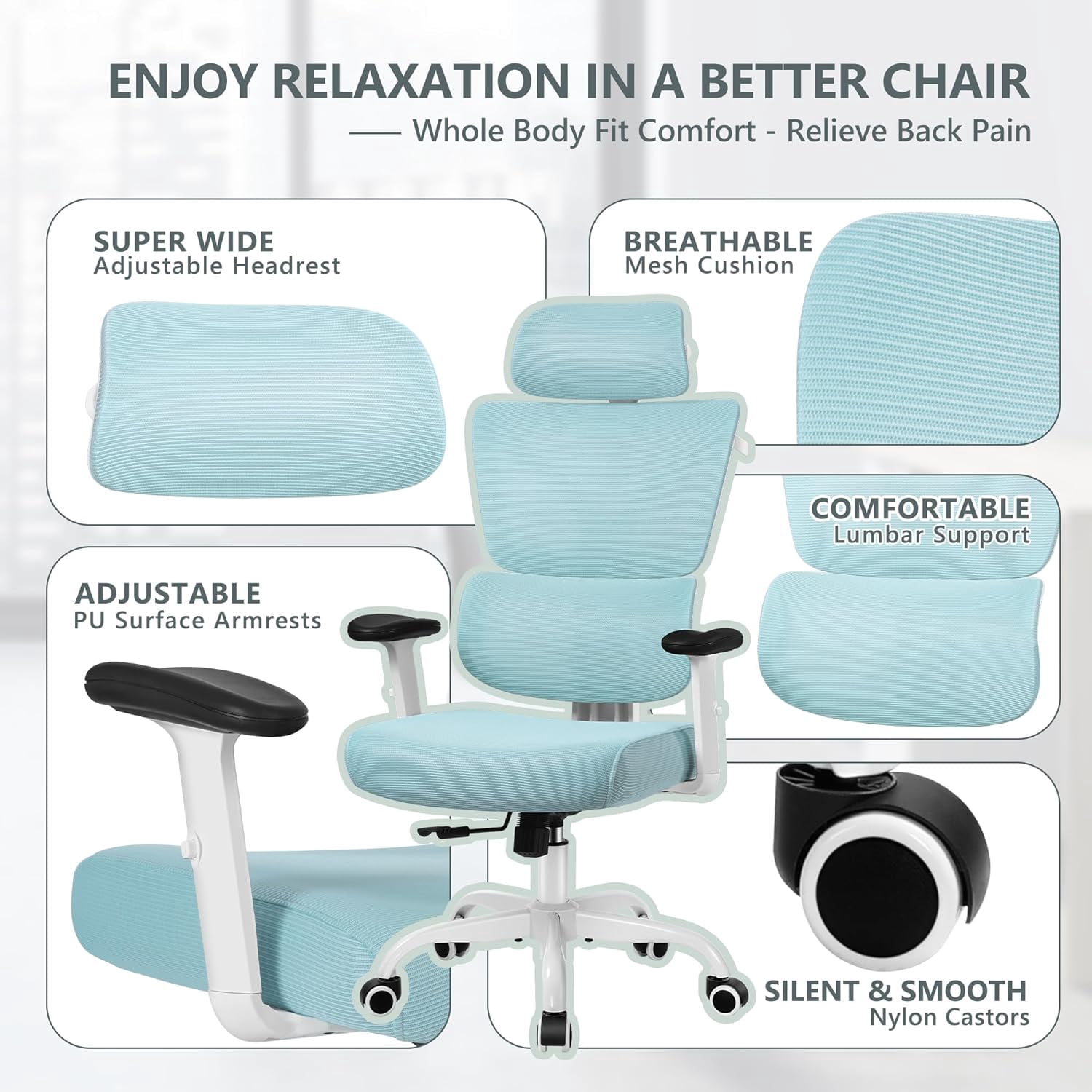 Office Chair, Ergonomic Desk Chair with Adjustable Height and Lumbar Support Swivel Desk Computer Chair with Flip up Armrests for Conference Room, Drak Gray