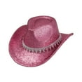 thumbnail image 3 of Segolike Western Cowboy Hat Retro Cowgirl Hat for Role Playing Festival Pink, 3 of 8