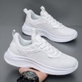 thumbnail image 4 of Men's Light White Fine Knit Lace Up Running Sneakers, Breathable Lightweight Cushioned Non-Slip Commuting Walking Shoes, Wide Toe Gym Travel Casual Footwear, 4 of 7