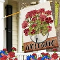 thumbnail image 2 of Welcome Spring Geranium Decorative House Flag Red Floral Flowers Green Leaves Yard Outside Decorations 4th of July Summer Farmhouse Outdoor Large Home Decor Double Sided 28x40 Inch, 2 of 6