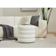 thumbnail image 2 of Flouki 20.1'' Storage Ottoman Round, Velvet Pouf Ottoman Foot Rest with Removable Lid, Modern White Vanity Stool Seating for Girls Women, Foot Stool for Living Room, 2 of 7