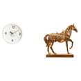 thumbnail image 1 of Reloj de pared decorativo moderno con números y movimiento silencioso, con escultura de caballo grabada para decoración del hogar y la oficina, 1 of 8