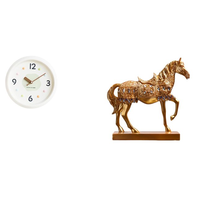 Reloj de pared decorativo moderno con números y movimiento silencioso, con escultura de caballo grabada para decoración del hogar y la oficina