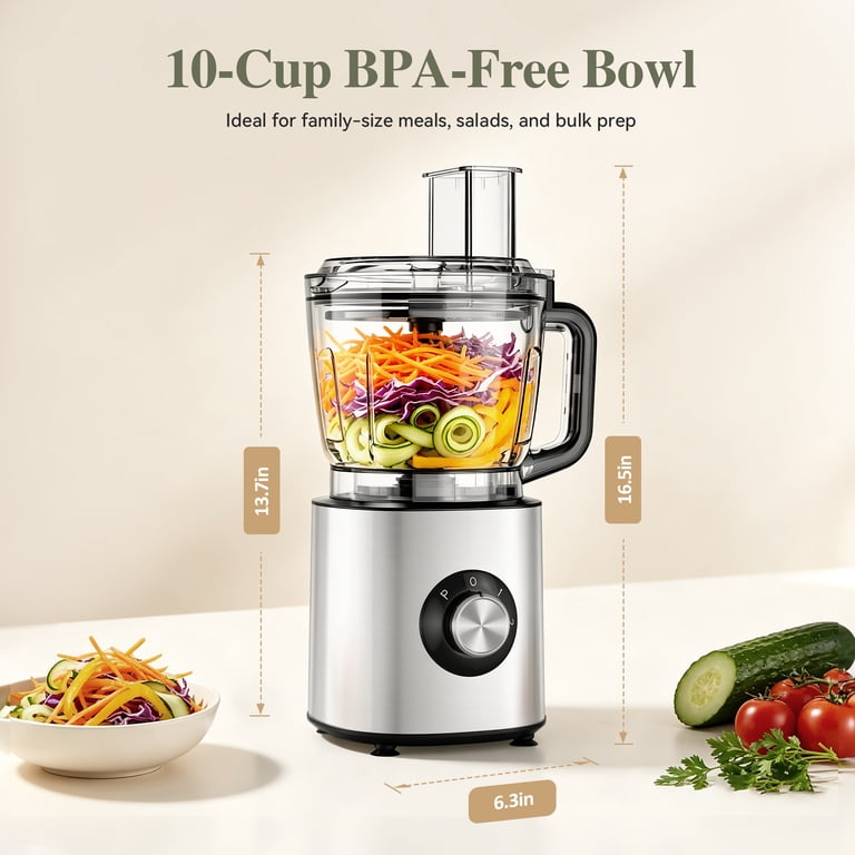 TINANA 6-in-1 Food Processor, 10 Cup 1000W photo 5